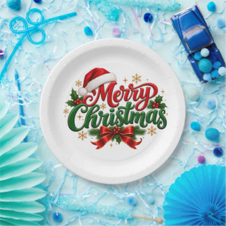 De Papel Prato Vermelho Verde Clássico Feliz Natal