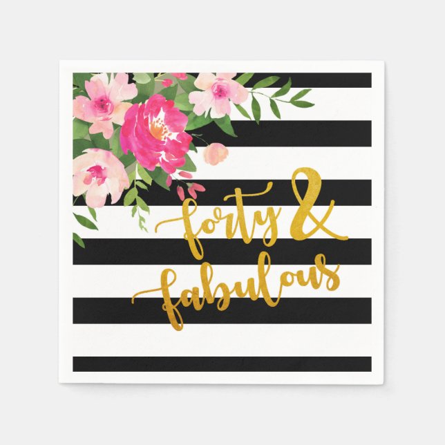 De Papel Quarenta e fabulosa guardanapo - Pretos/Listras Br (Frente)