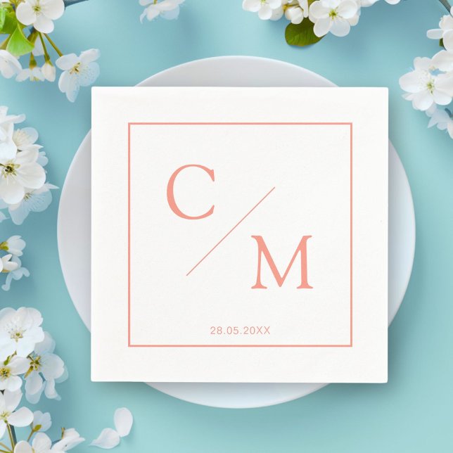 De Papel Simples guardanapo elegante (Personalized simple elegant monogram napkin)