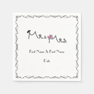 De Papel Sr. & Sra. Personalized Casamento Guardanapo