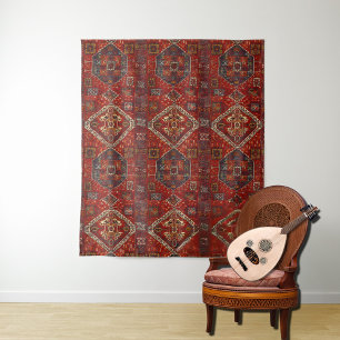 De Parede Design oriental do tapete em vermelho e em azul