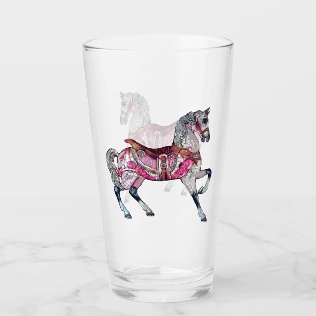 De Pint Copo do vidro do carrossel do cavalo (Frente)