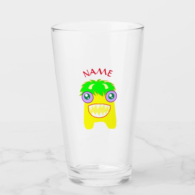 De Pint Copo para beber do monstro feliz DIY NOME (Frente)