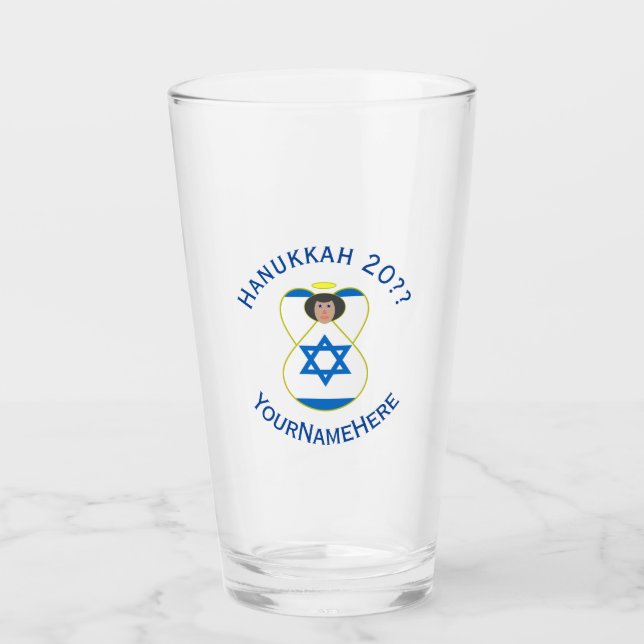 De Pint Copo Personalizado com Anjo do Hanukkah com Bandei (Frente)