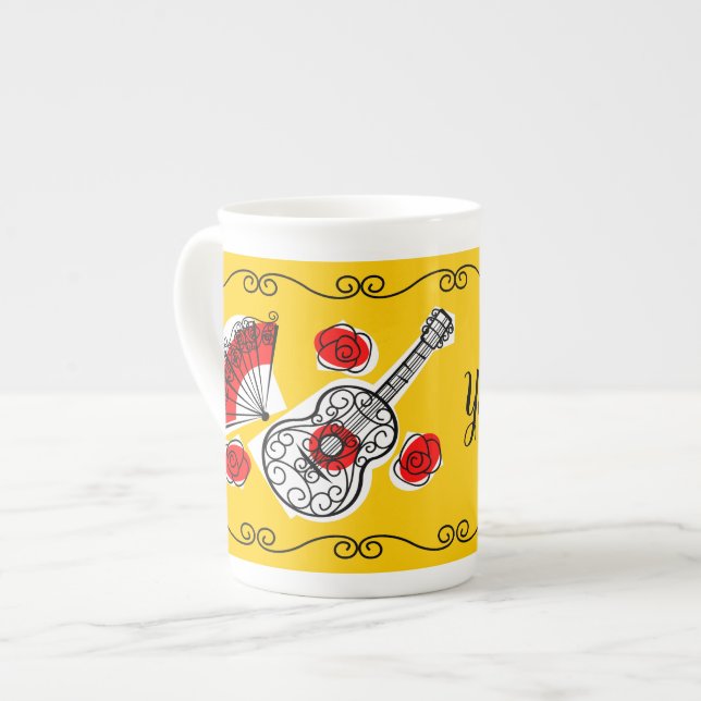 De Porcelana Alunos Espanhol Fronteira Nome caneca china (Frente Esquerda)