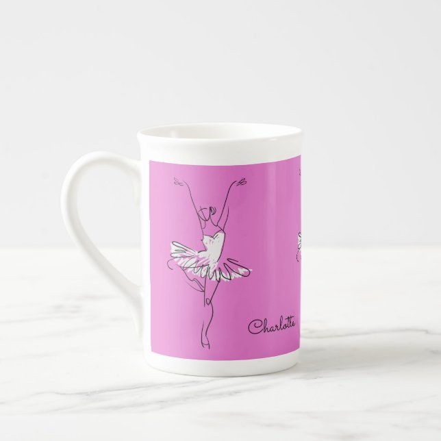De Porcelana Ballerina nome personalizado caneca café (Esquerda)