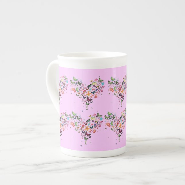 De Porcelana caneca bonito com corações (Frente Esquerda)