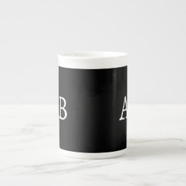 De Porcelana Caneca clássica com monograma preto e branco da ma