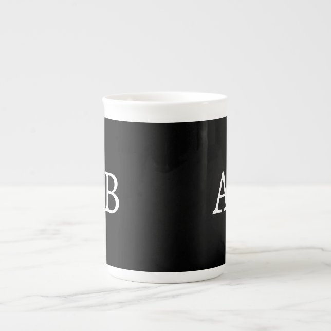 De Porcelana Caneca clássica com monograma preto e branco da ma (Frente)