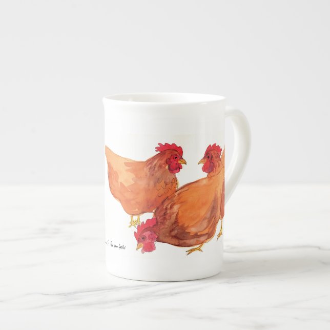 De Porcelana Caneca das galinhas (Frente Esquerda)