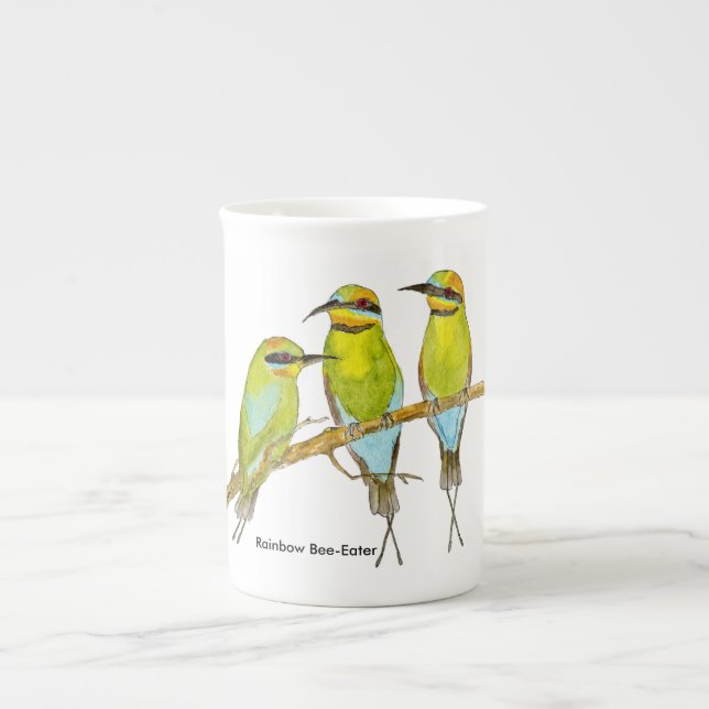 De Porcelana Caneca do pássaro do Abelha-Comedor do arco-íris (Frente)