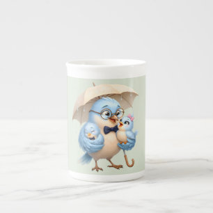 De Porcelana Caneca Especial Família do Papai Pássaro
