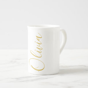 De Porcelana Caneca Especial Nome Olivia Gold Script Branco