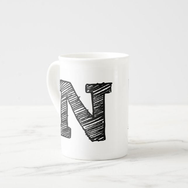 De Porcelana Caneca Monogrammed: Letra "N " (Frente Esquerda)