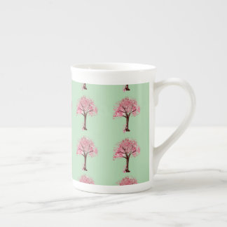 De Porcelana Caneca Temática com Árvores Cor-de-Rosa