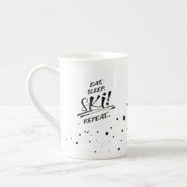 De Porcelana Caneca temática - Coma Durma Esqui Repita