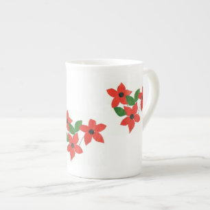 De Porcelana Design floral branco à moda do vermelho da caneca