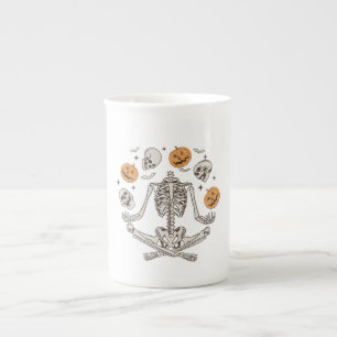 De Porcelana Engraçado caneca Skeleton Halloween, presente da S
