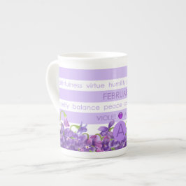De Porcelana Flor do nascimento e caneca fevereiro BoneChina da