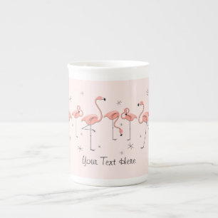 De Porcelana Linha cor-de-rosa caneca dos flamingos da
