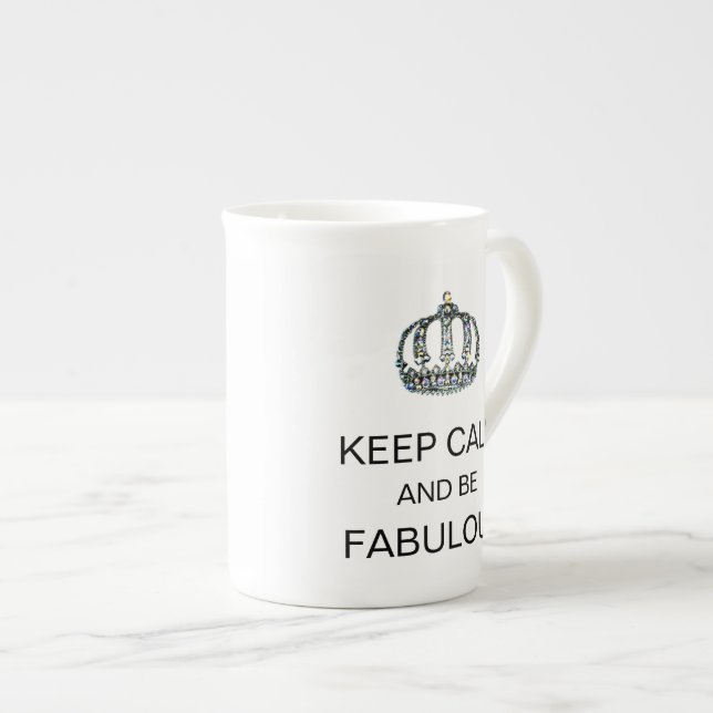 De Porcelana "MANTENHA a CALMA E SEJA" caneca FABULOSA da tiara (Frente Esquerda)