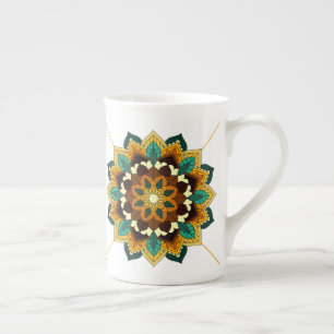 De Porcelana Padrão Mandala 02 em caneca chinesa amarela e torc