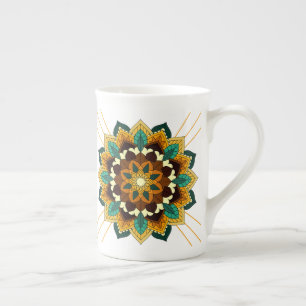 De Porcelana Padrão Mandala 02 em caneca chinesa amarela e torc