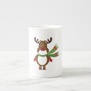 De Porcelana Reindet Vestindo uma caneca chinesa verde escarf