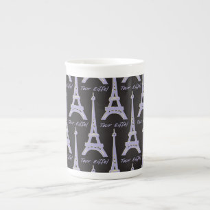 De Porcelana Torre Eiffel Paris França Caneca Roxa e Preta