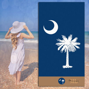 De Praia Bandeira da Carolina do Sul & monogramada / toalha