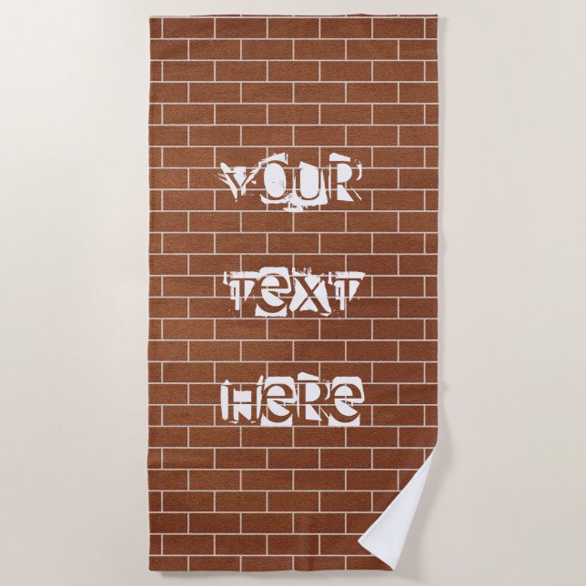 De Praia Brick Wall Design Beach Toalha com texto personali (Frente)