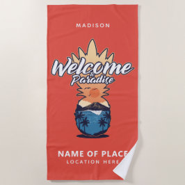 De Praia Pineapple Bem-vindo texto personalizado e toalha d