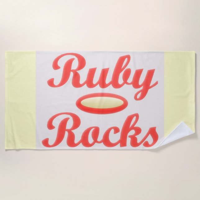 De Praia RUBY ROCKS RED E CREAM toalha (Frente)