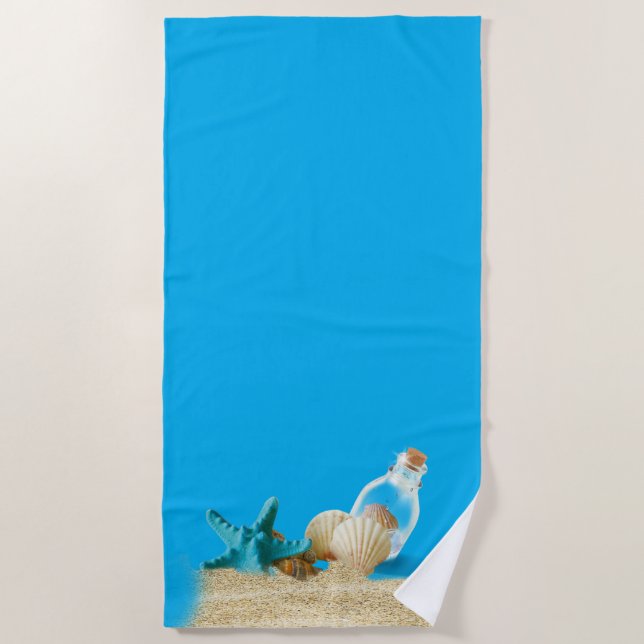 De Praia Toalha azul-céu (Frente)