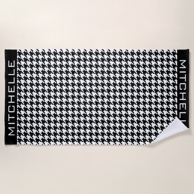 De Praia Toalha Houndstooth Beach do WB Personalizada (Frente)