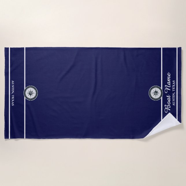 De Praia Toalha marinho Blue Boat (Frente)