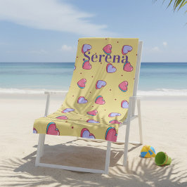 De Praia Toalha Monograma, Rosa e Amarelo, do Coração
