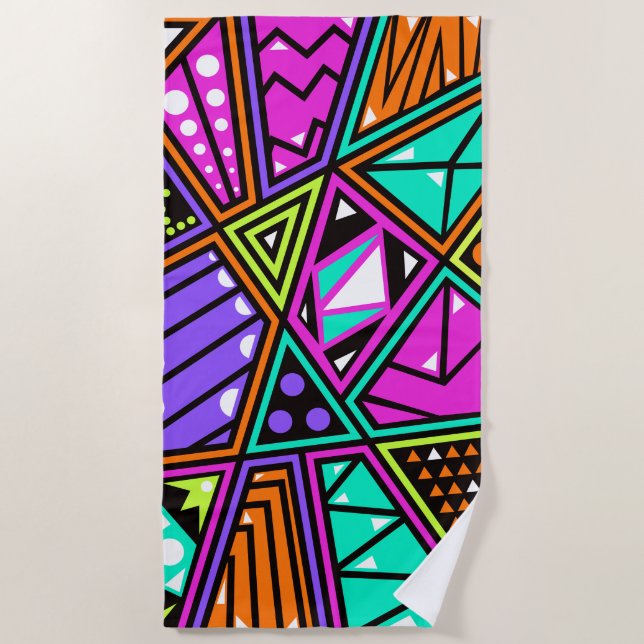 De Praia toalha neon abstrato Beach (Frente)