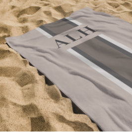De Praia Toalha Personalizada com Listras Neutras e Inicial
