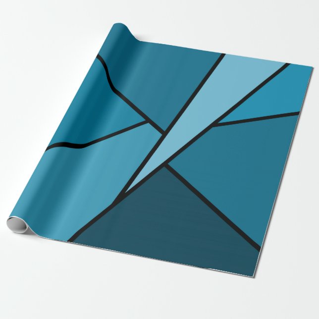 De Presente Abstrato Teal Polygons embrulhando papel (Desenrolado)