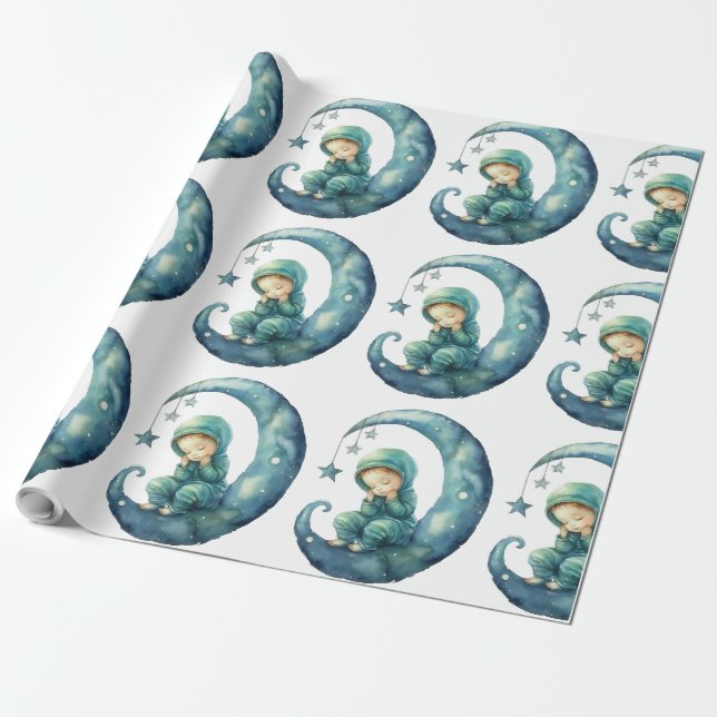 De Presente Adorável bebê embrulhando papel (Desenrolado)