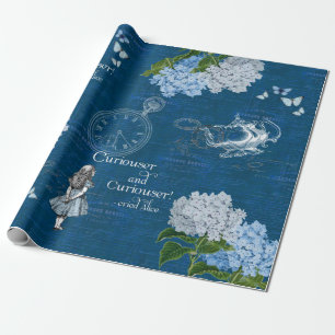 De Presente Alice no País das Maravilhas Papel Azul Floral