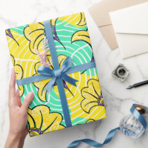 Ankara Turquoise e Papel Floral Amarelo