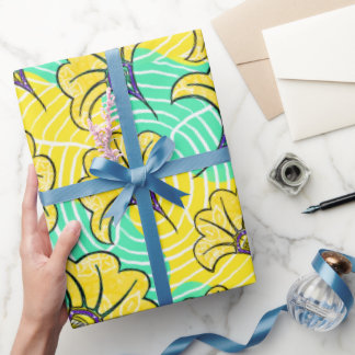 De Presente Ankara Turquoise e Papel Floral Amarelo