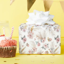 De Presente Boho Pampas Molhando Papel Blush Floral