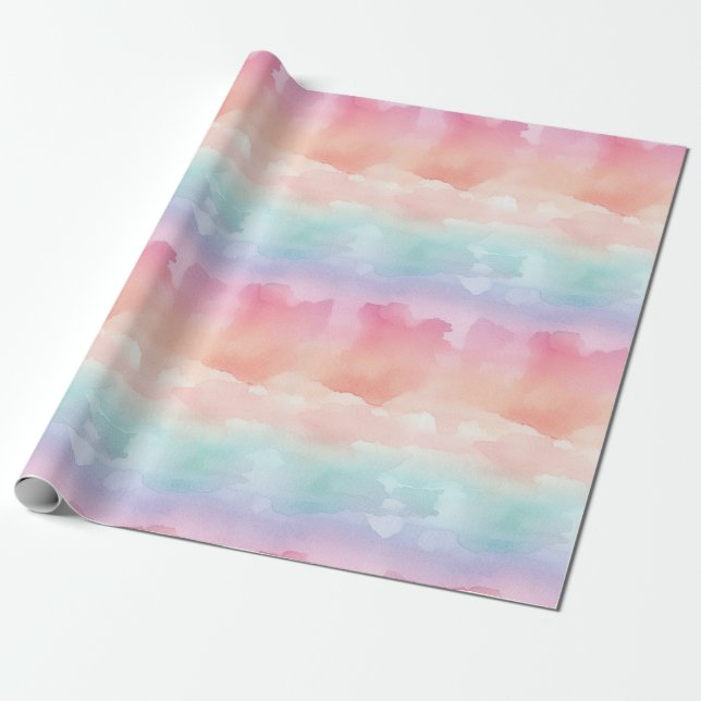 De Presente Bonito Aquarela Papel Arco-Íris Colorido (Desenrolado)