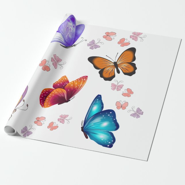 De Presente borboletas embrulhando papel (Desenrolado)