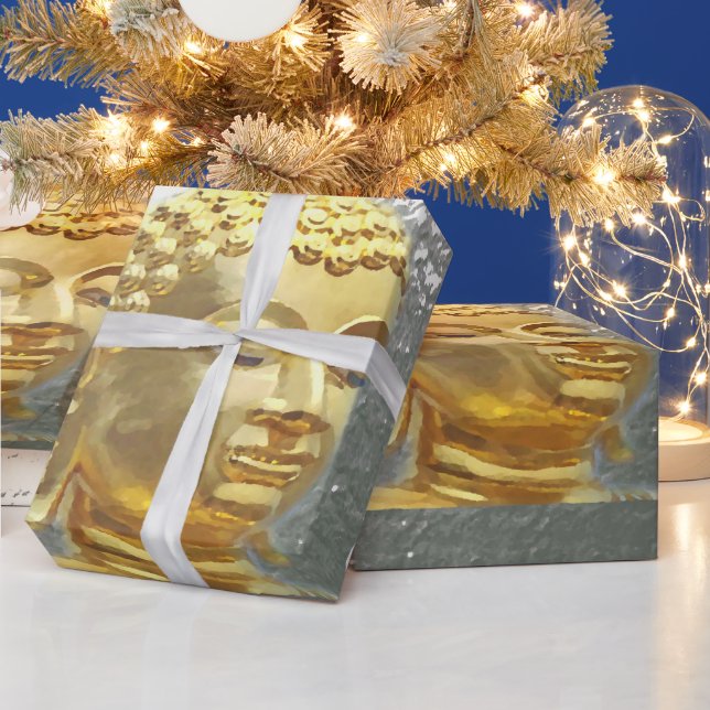 De Presente buda em papel prateado (Feriados)