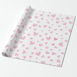 De Presente Corações cor-de-rosa embrulhando papel