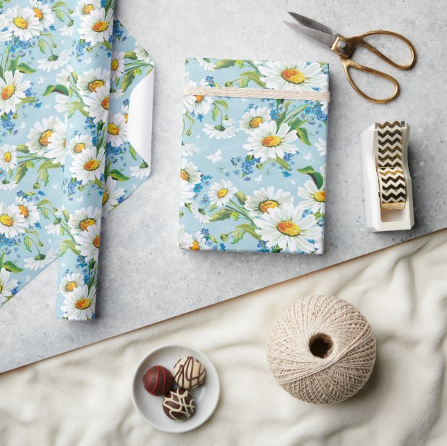 De Presente Daisy em Papel Azul Brilhante (Artesanato)